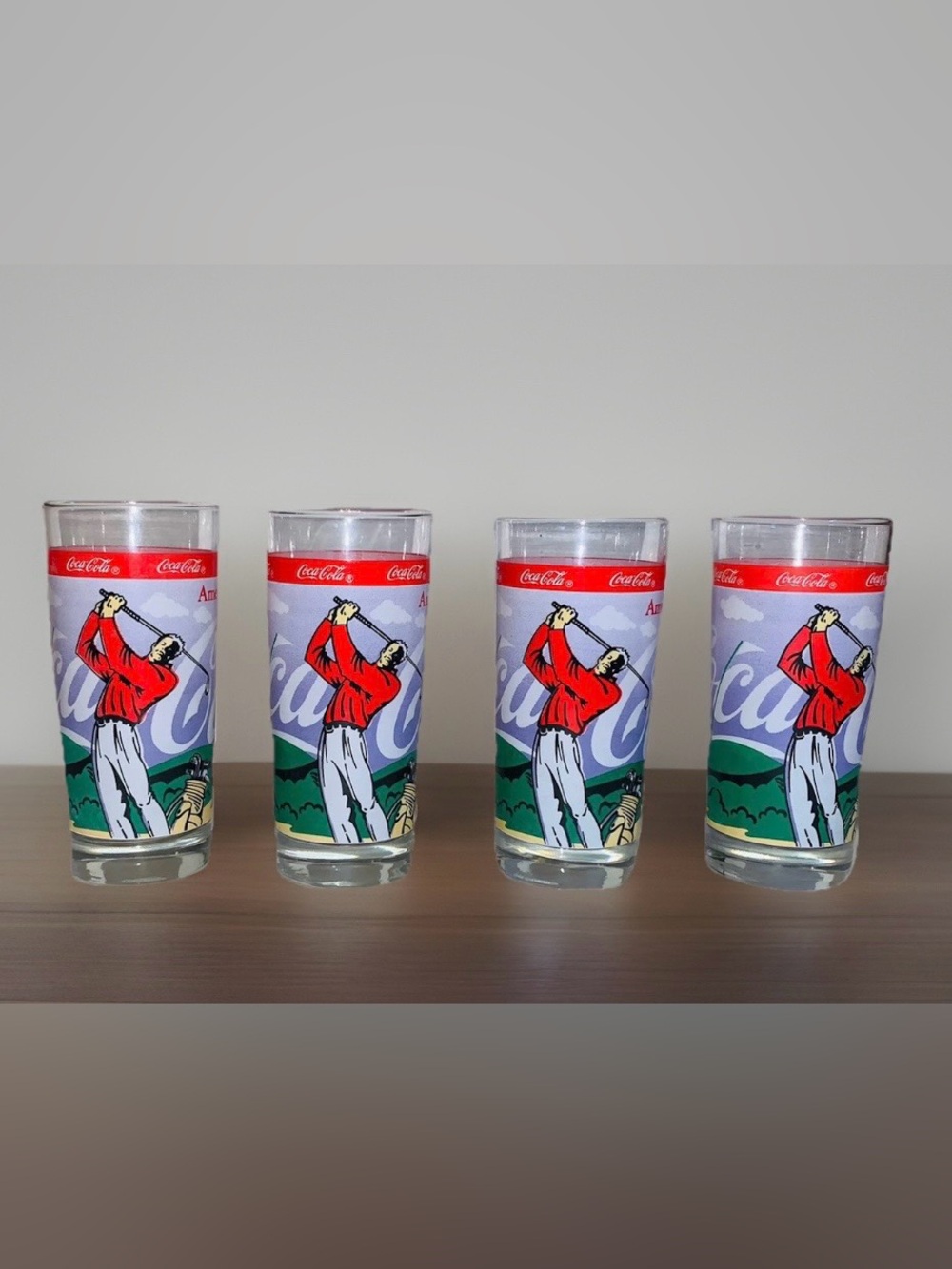 Vintage 1980s Coca Cola Golf Glasses Set of 4